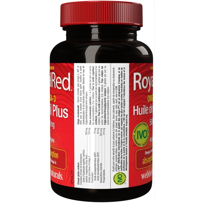 Webber Naturals RoyalRed Krill Oil Plus 500 mg, 60 Softgels,