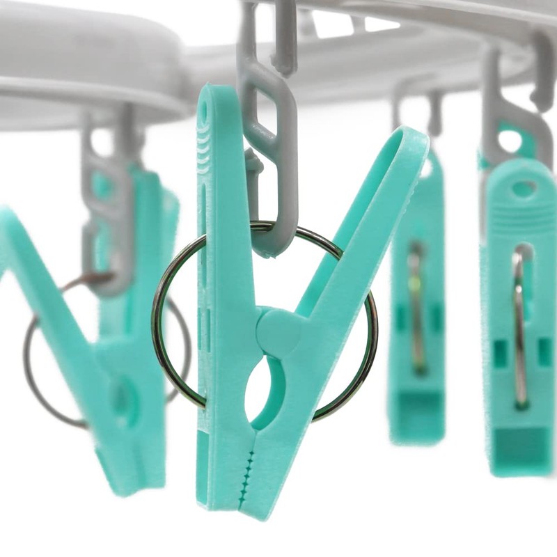 JVL Round Sock Dryer Complete with 16-Piece Clothes Pegs, Aqua,