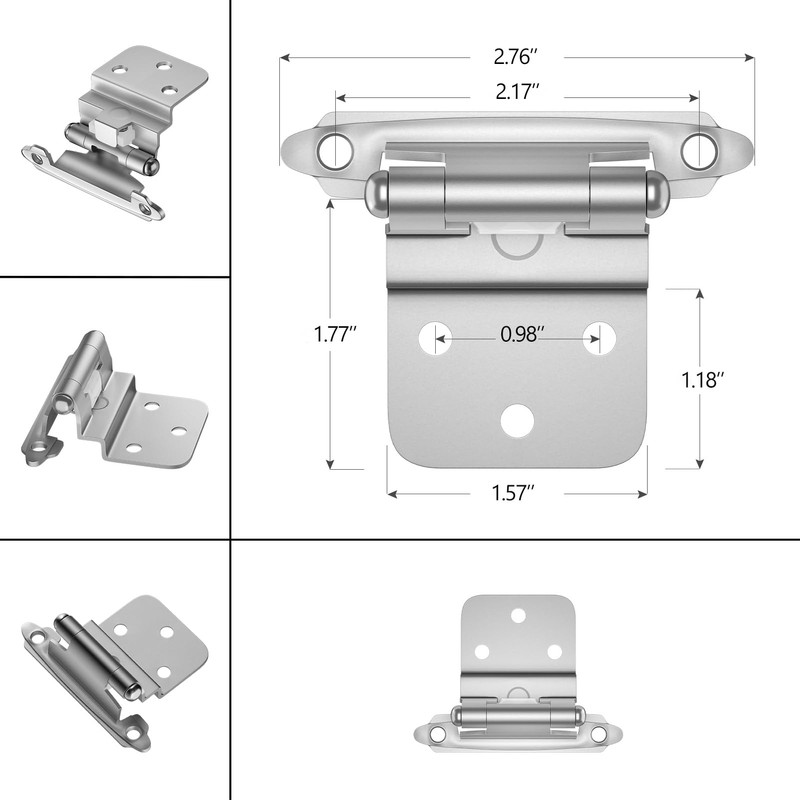 6 Pack 3 Pairs 3/8" Inset Kitchen Cabinet Door Hinges,
