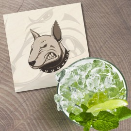 Unbranded Angry Bullterrier Dog Head Animal 4'' X 4'' Square Wooden Coaster