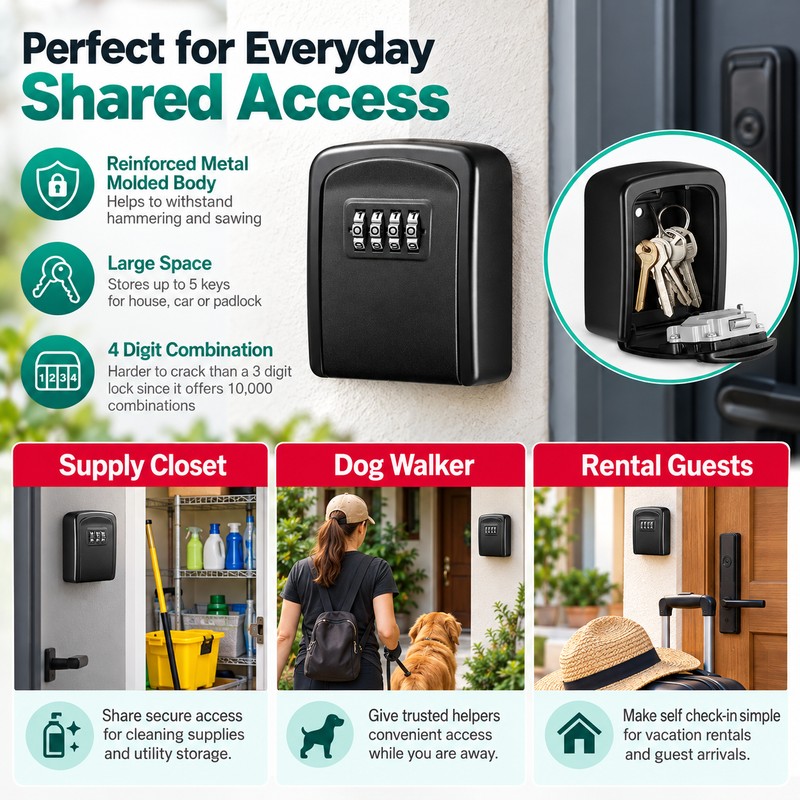 4-Digit Combination Key Lock Box for Outdoor Key Storage –