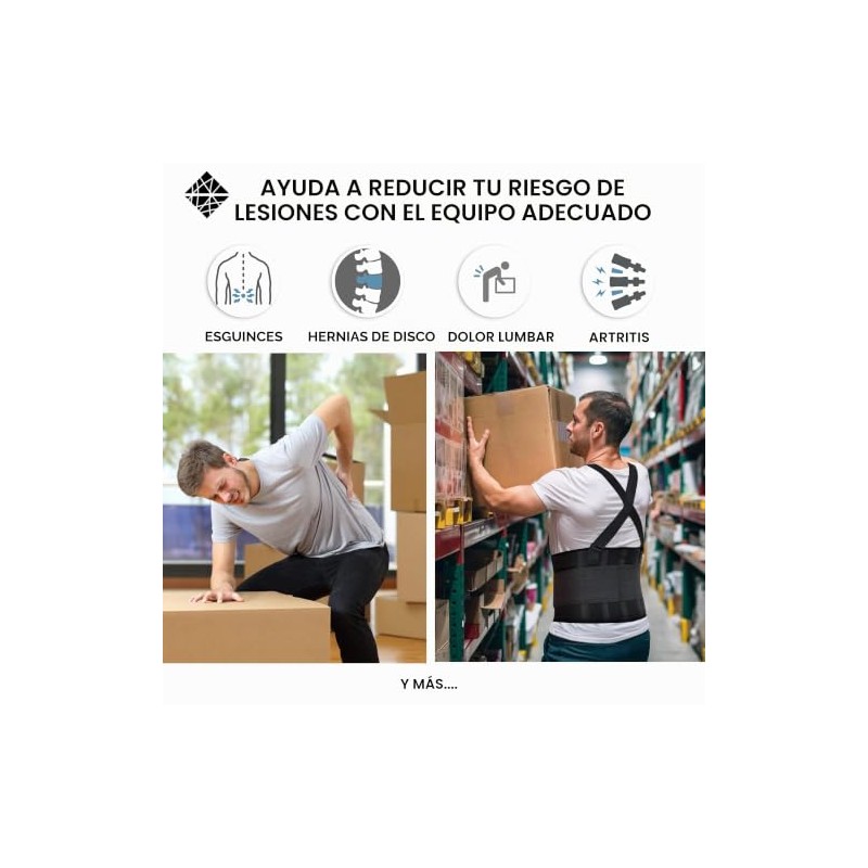 Soporte Lumbar con Tirantes/Soporte Ajustable para la Espalda de Trabajo