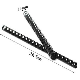 Zasvec Plastic Binding Combs 14 mm Pack of 25 Binding Combs for Plastic Binding Plastic Spiral Binding Spines Plastic Binding Set for A4 Documents 21 Rings Black