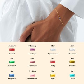 Freekiss Birthstone Bracelets for women: Dainty 14k Gold Plated Sapphire Bracelet for Women Trendy Simple Crystal Birthstone Charm Chain bracelet for Women Jewelry
