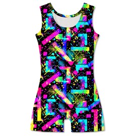 uideazone 80s 90s Leotards for Girls size 7 size 8 Sparkly One-piece Gymnastics Ballet Bodysuit Quick Dry Athletic Unitards Outfits