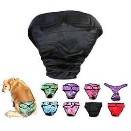 Dog Diaper Reusable Washable Female Girl for Medium & Large Big Dog Breeds Size L, XL, XXL (Large: Waist 20" - 24", Black)