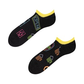Dedoles Unisex Socks for Women, Men & Kids Cotton Funny Designs Soccer Bicycle Horses Plants Firefighter Gift Left Right Different, color: Black, design: Neon Beer (Sneaker Socks), size: 6.5-9.5