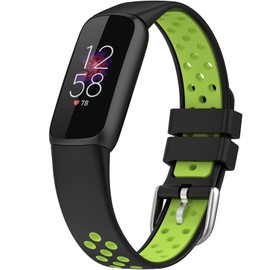 NINKI Compatible Silicone Luxe Sport Band for Men Women (Black+Green),Light Breathable Loop Wrist Waterproof Bands for Luxe Accessories
