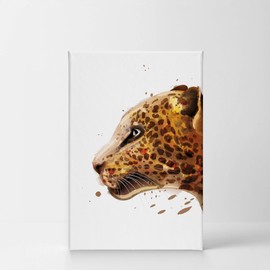 Smile Art Design Portrait of Leopard Watercolor Painting Wild Woodland Animal Wall Art Canvas Print Nature African Safari Exotic Wildlife Bedroom Kids Baby Nursery Room Decor Home Decor - 17x11