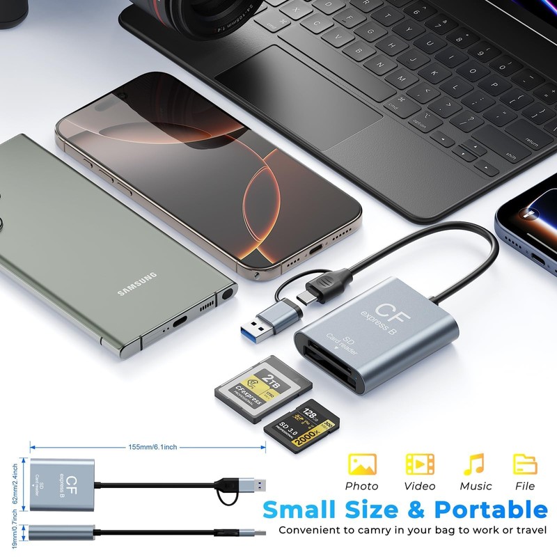 2-in-1 CFexpress Type B & SD Card Reader USB3.2 Gen2
