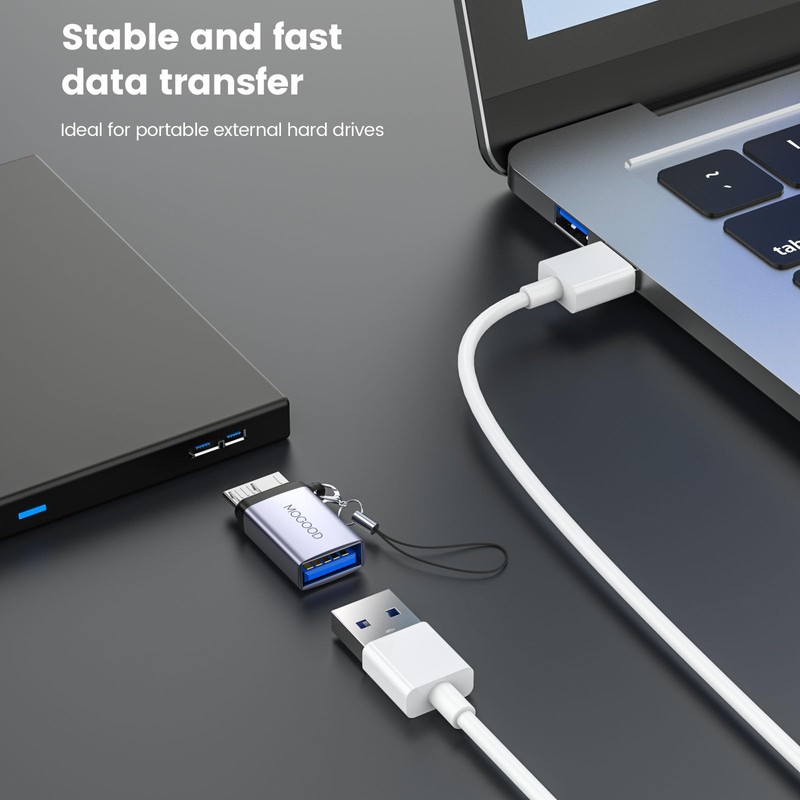 MOGOOD Micro B Male to USB Female Adapter, Micro B