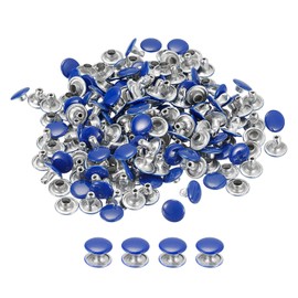 sourcing map 100 Sets Leather Rivets, 8mm Double Cap Rivets 7mm Height Metal Studs Rivet for Leather Craft Repair DIY Purse Belts Bags Shoes, Dark Blue