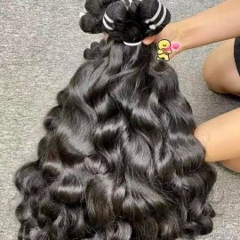 26 28 30 Inch Higher Grade Vietnamese Burmese Curly Hair Cambodian Natural Wave Hair Single Donor Hair Weave Bundles Extensioncolor: natual wave, Stretched Length: 12 inches