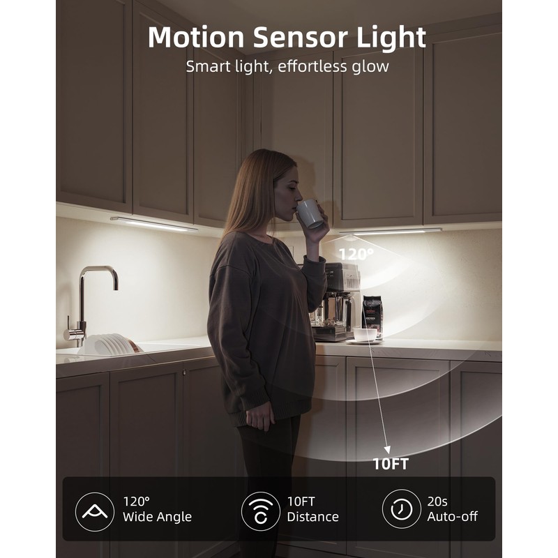 EZVALO Under Cabinet Lighting, 2200mAh Closet Lights with 2 Extra