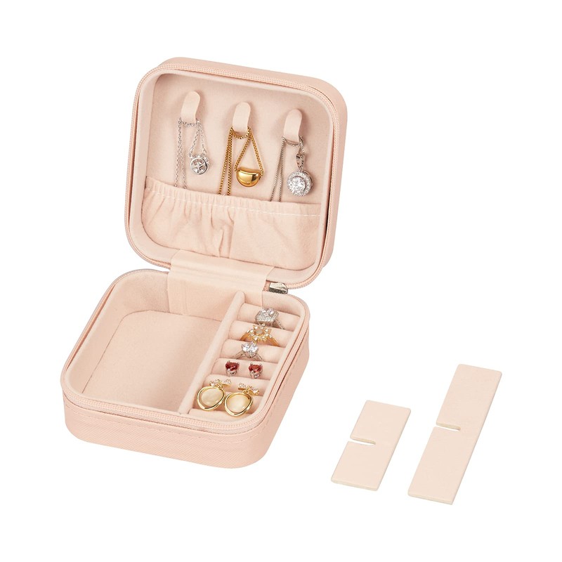 LETURE LETURE PU Leather Small Jewelry Box, Travel Portable Jewelry
