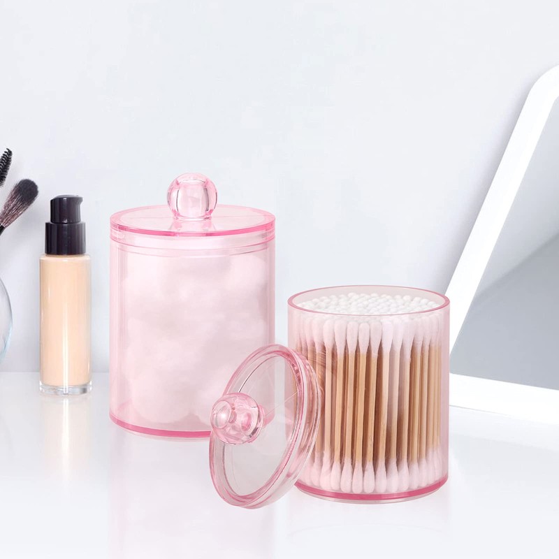 Tbestmax 2 Pack Qtip Holder Bathroom Jars Canisters for Cotton