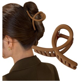 Herbeluemily Hair Clip, Hair Claw, Dakar Hair Claw, Cross Line, Small, Mini, Matte, Light Brown