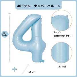 Number Balloons Light Blue 40 Inch Light Blue Number 4 Balloons Birthday Decoration Light Blue Number Balloons Happy Birthday Anniversary Party Wedding (4, Light Blue)