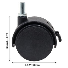 SWZHAI Locking Casters Set of 4, M8 Threaded Plastic Stem Caster Wheels 2 inch, Black Nylon Swivel Caster Wheels Replacement for Furniture, Office Chair, Table, Cabinet, Shelf