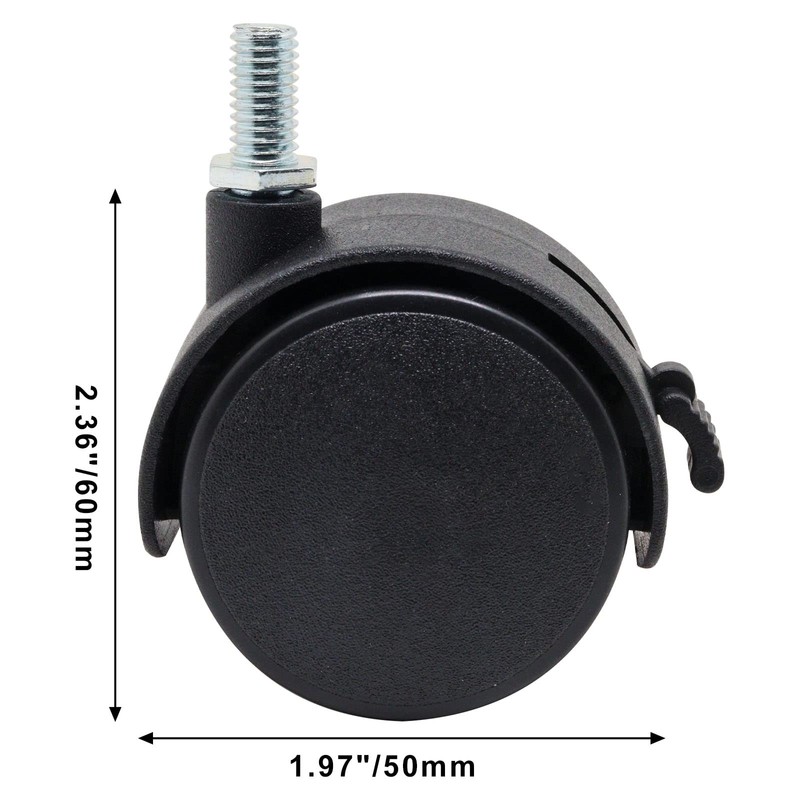 SWZHAI Locking Casters Set of 4, M8 Threaded Plastic Stem