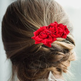 FRCOLOR 1pc Elegant Rose Hair Comb Floral Hairpin for Women Hair Accessories for Wedding Party Fashion