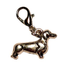 Generisch Dachshund Pendant for e.g. Chain Bracelet or Key Ring with Carabiner Hook, Metal, No Gemstone