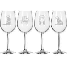 MIP Set of 4 Wine Glass for Red or White Wine Gift Otter Collection (16 oz Tall Stemmed)