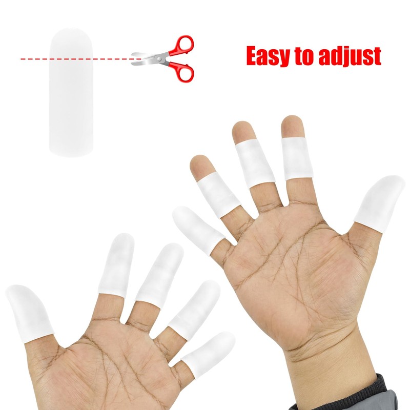5 Pack Gel Finger Cots, White Fingertip Bandages, Silicone Finger