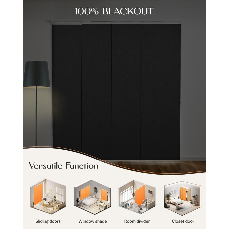 Heefen Adjustable Panel Track Blinds Manual Blackout Vertical Blinds for