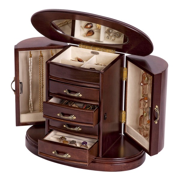 Mele & Co. Heloise Wooden Jewelry Box, Ring, Necklace, and Earring Organizer