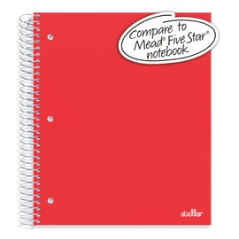 Office Depot® Brand Stellar Poly Notebook, 8 1/2" x 11", 3 Subject, College Ruled, 300 Pages (150 Sheets), Red