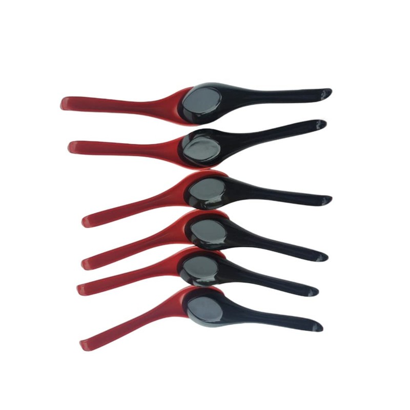 Plastic Large Soup Spoons with Long Handle, Red and Black