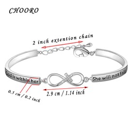 CHOORO Christian Bracelet Gift Religious Jewelry Psalm 46:5 God is Within Her She Will Not Fall Bracelet Bible Verse Bracelet Gift for Daughter Best Friends Gift, Metal