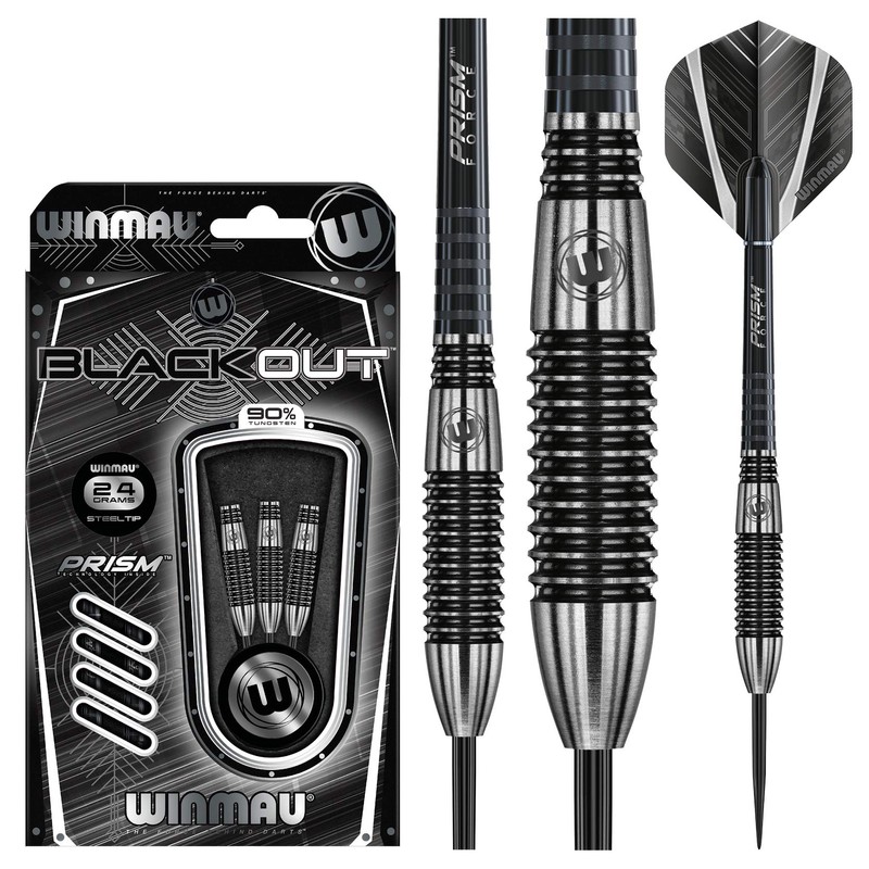 WINMAU Blackout 24 Gram Tungsten Darts Set with Flights and