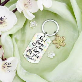 Religious Gift for Christian Bible Verse Keychain Christian Gifts for Women Faith Religious Easter Gifts for Her Birthday Christmas Gift for Her For I Know the Plans I Have for You Keychain