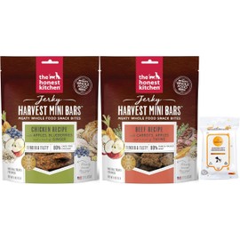 Aurora Pet Variety Pack (2) Honest Kitchen Jerky Harvest Mini Bars Dog Treats (4-oz Bags) with AuroraPet Wipes