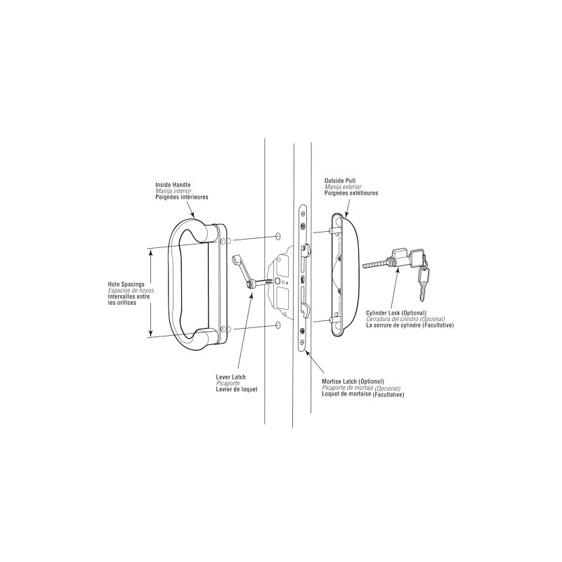 Prime-Line C 1277 Diecast, White, Patio Door Handle Set, Square