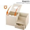 Nightstand Organizer with Tissue Holder,PU Leather Square Tissue Box Cover,Modern