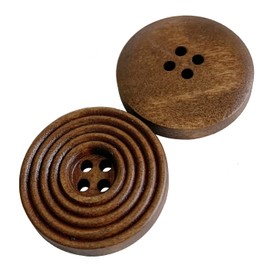 Brown Wooden Buttons, 25mm (1 inch) Carved Circles Design Sewing, Knitting, Art, Pack of 20 (25mm-Style B-20Pcs)