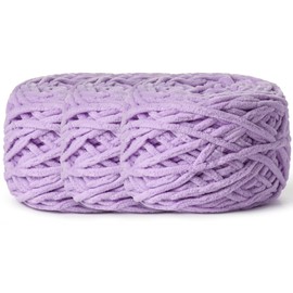 3 Pack Fluffy Chenille Chunky Yarn for Crocheting 100g(65.6yd) - Baby Yarn for Crocheting Soft - Velvet Yarn for Crochet Blanket - Amigurumi Crochet Yarn (Purple)