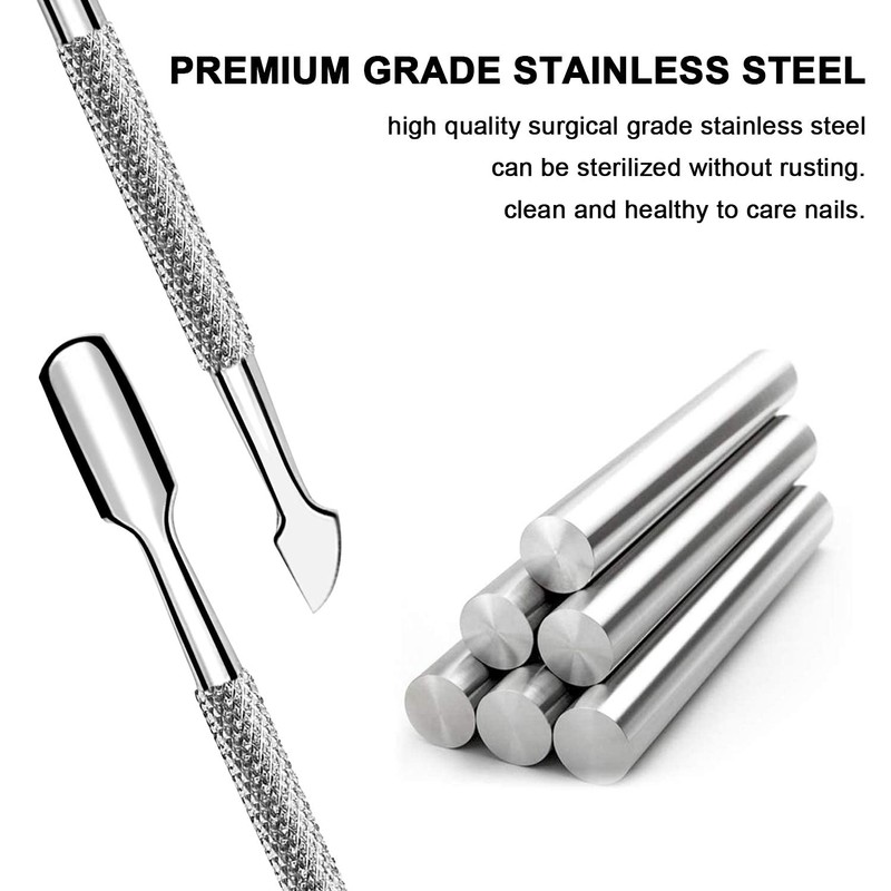 2 Pcs Cuticle Pusher Cutter and Remover, Professional Double Ended