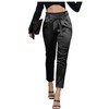 heipeiwa Womens Satin Pants Casual Dress High Waist Bow-Knot Cropped