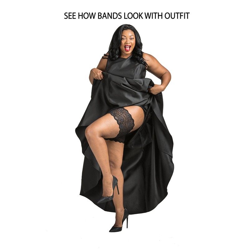 Bandelettes Sexy Anti-Chafing, Elastic Thigh Bands, Prevent Friction - Black