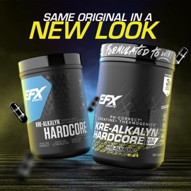 EFX Sports Kre-Alkalyn Hardcore | Thermogenic pH Correct Creatine Monohydrate Pill Supplement | Energy & Strength Pre Workout | 126 Servings, 380 Capsules