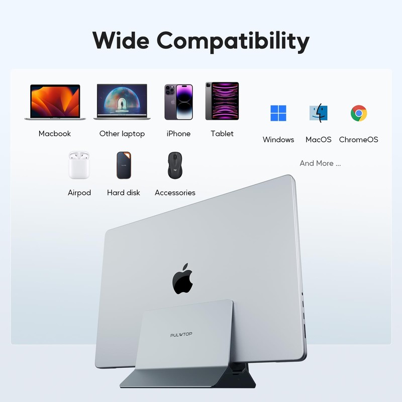 PULWTOP Vertical USB C Docking Station for MacBook Pro Air,