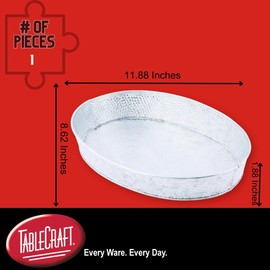 TableCraft Products GP129 Oval Dinner Platter, Galvanized, 12" x 9", Silver