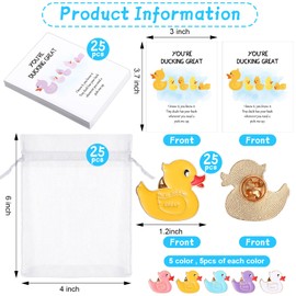 25 Sets Employee Appreciation Gifts Bulk Duck Pins with You're Ducking Great Cheer Cards Cute Duck Lapel Pins Brooches Thank You Gifts for Coworkers