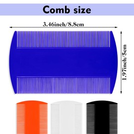 4PCS Double Sided Flea Combs, Double-Sided Lice Flea Combs for All Hair Types (White, Deep Blue, Orange, Black)