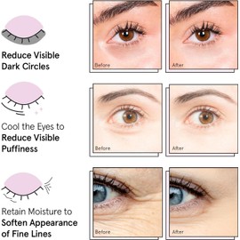 Reduce Dark Circles, Puffy Eyes, Undereye Bags, Wrinkles - Under Eye Patches - Vegan (6 Pairs, Pink)