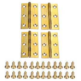 dophee 4Pcs Pure Brass Mini Hinges, Folding Butt Hinges for Drawer Cabinet Cupboard Door Jewelry Box Wooden Case Furniture, 2.5 Inch